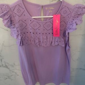 Lilly Pulitzer Purple Eyelet Ruffle Blouse